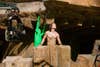 John Carter encounters green-skinned Tharks upon his arrival on Mars, while Taylor Kitsch encounters green-screened men on the set.
