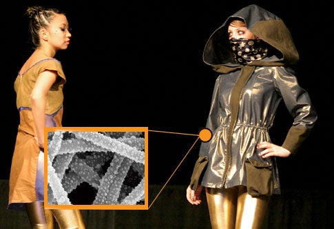 Cornell student models garments coated with smog-busting palladium nanoparticles