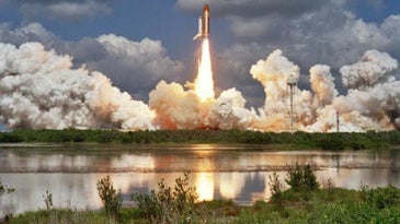 Shuttle Atlantis launches into space