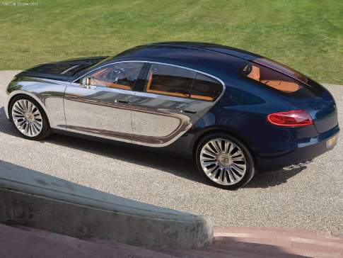 The Bugatti Galibier concept gets power from the same 8.0-liter W16, quad-turbocharged engine as the 253 mph Bugatti Veyron, for a Sasquatch-sized carbon footprint. Unlike the Veyron, that insanely powerful guzzle-monster is mounted in the front -- not the middle -- and can run on ethanol. Don't expect another record breaker; the Galibier is only reported to hit 217 miles per hour.