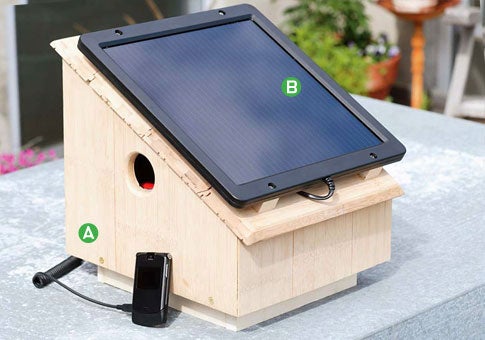 A DIY solar-powered electronics charger.