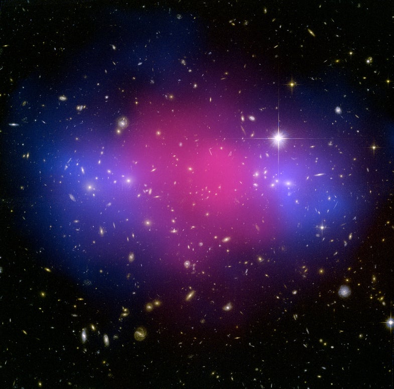 star clusters overlaid with pink and blue colors