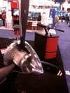 Drone trade shows have their own brand of superfluous booth porn: Wichita, Kansas–based McCauley shows off a carbon-fiber prop used on a... manned Cessna. They make props for unmanned systems, too.