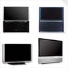 Clockwise from top left: Hitachi 51S500 51-inch monitor, Toshiba 57HL83 57-inch monitor, RCA Scenium HDLP61W151 61-inch HDTV, Sony KDF 70XBR950 70-inch HDTV