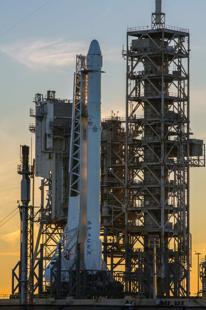 spacex rocket on launchpad 39a