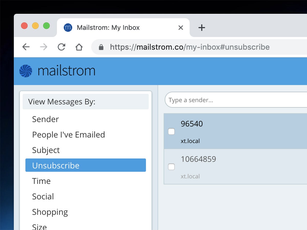 The Mailstrom tool for unsubscribing to email newsletters.