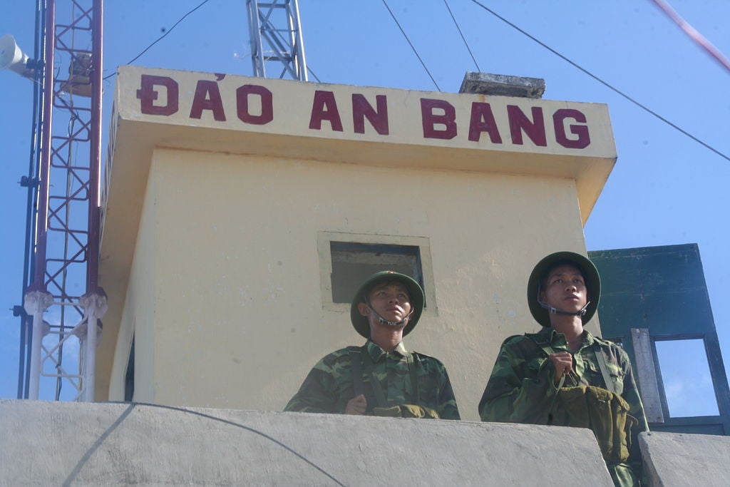 Vietnamese guards on Amboyna Cay in the Spratly Islands