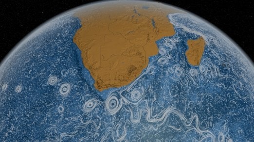 We looooove this video of swirling ocean surface movements. Just the thing to relax you at the end of the week. Read more <a href="https://www.popsci.com/technology/article/2012-03/video-swirling-visualization-oceans-currents/">here</a>.