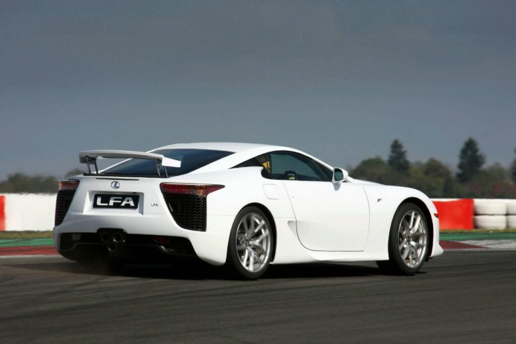 To save weight, designers of the Lexus LFA chose aerospace-grade carbon fiber reinforced plastic, or CFRP for much of the chassis and bodywork construction. The composite material is lighter and stronger than aluminum, though more expensive to produce. Lexus says CFRP accounts for 65 percent of the body, with aluminium alloy accounting for 35 percent, leading to a total weight savings of 220 pounds on the 3,263-pound car.