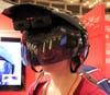 The author, wearing Team M1R's augmented reality helmet
