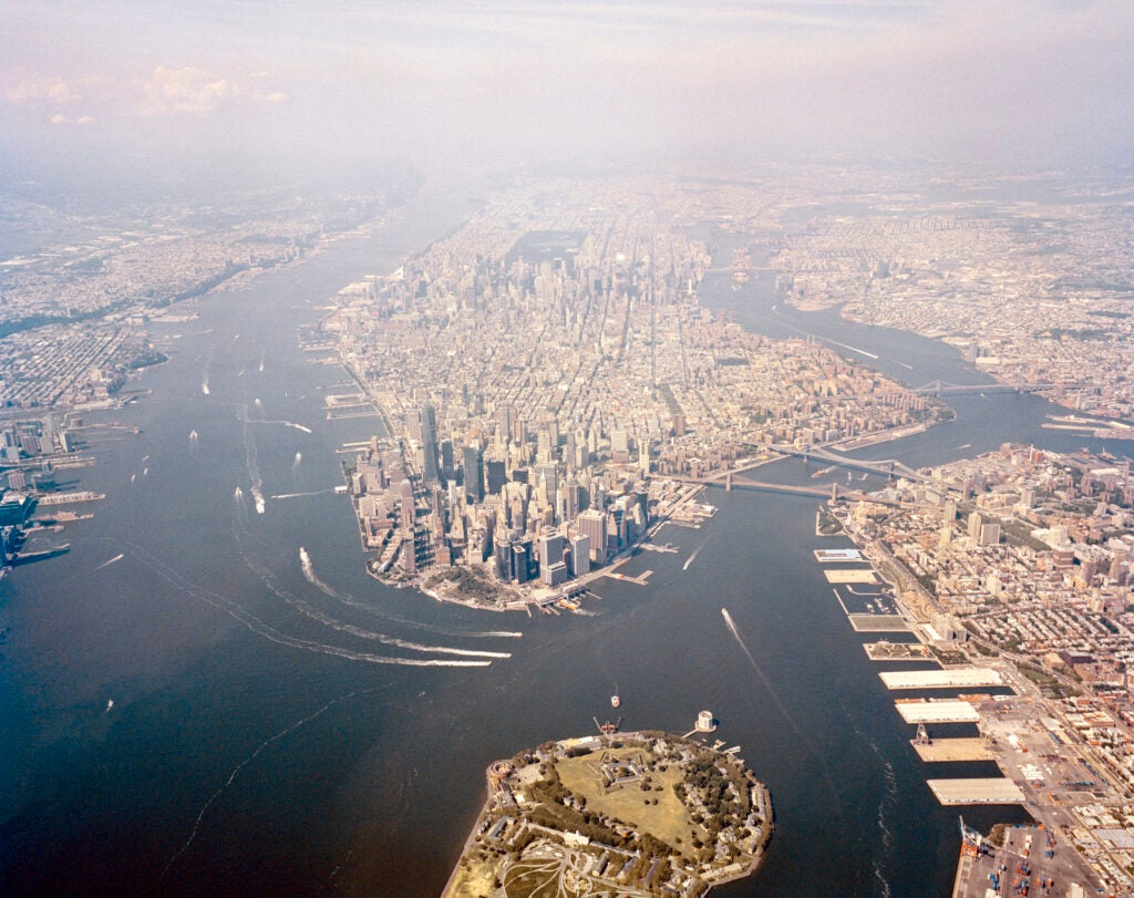 Lower Manhattan, New York as seen from air