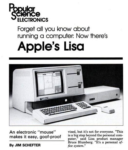 In the late 1970s, a visit to Xerox's Palo Alto Research Center inspired Steve Jobs to build a computer with a mouse-driven graphic interface. The results were stunning. Despite high price and subsequently quick demise, LISA set an unforgettable new standard for user friendliness. As product manager Bruce Blumberg said, "With Lisa, there's no concept of programs. You work on documents." For the first time, users could store files by clicking small icons called "folders." They could access these documents later by hovering their mouse over a menu bar. They could shrink the page size, stack the pages on top of each other, and lay one document aside (with a simple click and drag) to work on another. Today, these tasks sound pretty basic, but in 1983, they made all the difference to people who were used to typing every command into their machines. "The arrow darted across the video screen, keeping perfect rhythm with the palm-sized device I pushed and pulled over the desk top," said writer Jim Schefter. "In moments, the idea of controlling an incredibly complex computer with nothing more than hand motion and a single button seemed perfectly natural." "The computer was Lisa, from Apple. And with it, computers suddenly stop being mysterious, forbidding machines that boggle the brain. Lisa is easy; you'd have to work at it to make a mistake." Read the full story in Apple's Lisa