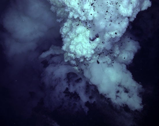 A massive undersea volcano (much like a larger version of this one captured in 2006, South of Japan) may have been the source of much of the world's petroleum stores.