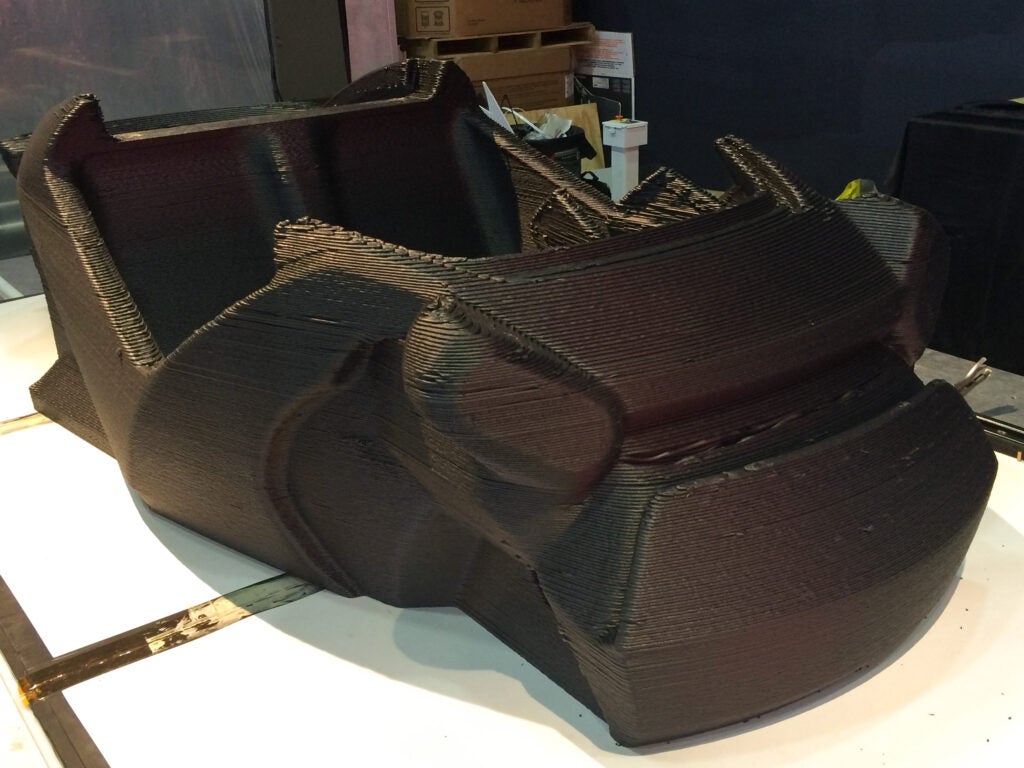 Part of a 3-D printed car