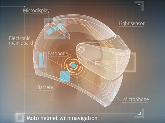 A Motorcycle Helmet With A Head-Up Display