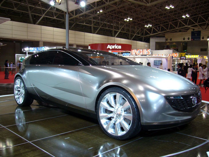 Possibly a design study for the next RX-8, the Senku is, like Mazda's flagship, a four-seat sports car. And in the company's tradition of weird doors, it features a minivan-esque sliding side door to give rear passengers easy access. The compact dimensions of the Senku's direct-injection rotary hybrid power plant allowed its designers to bump up interior space.