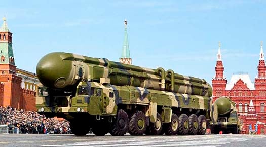 Soviet Topol-M missiles are capable of reaching Washington, but thanks to non-proliferation efforts the one seen here may make it to U.S. shores as civilian reactor fuel. Thanks, comrades.