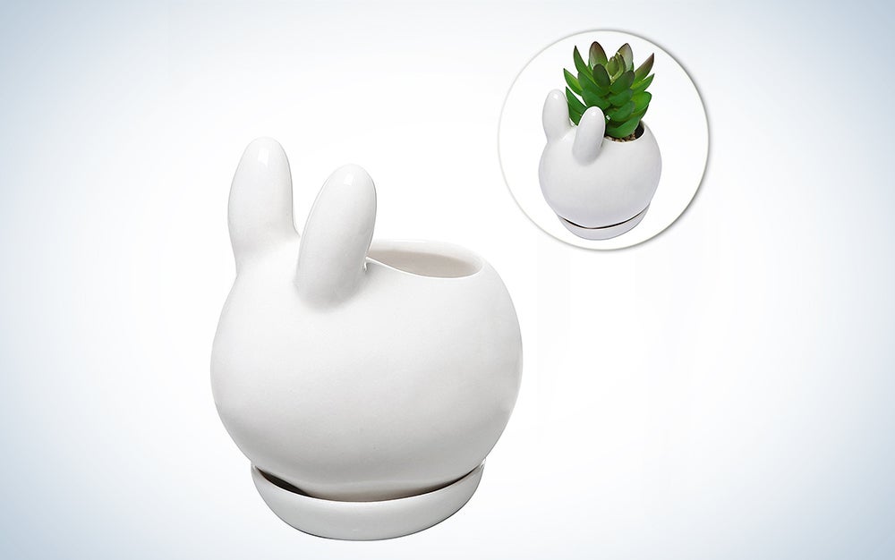 Bunny Rabbit Mini Ceramic Flower Pot