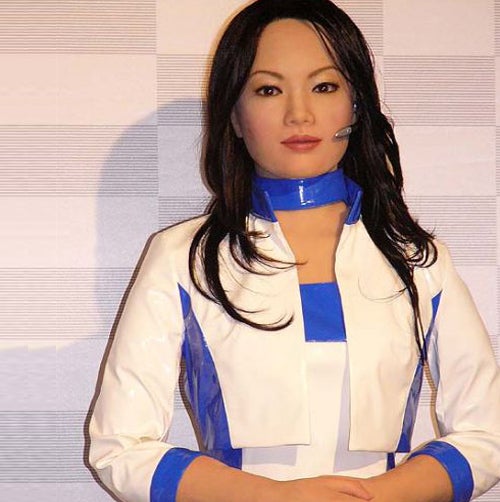 This extraordinary lifelike female robot (developed as an even more lifelike version of the already-extremely-lifelike Repliee Q1) has over 30 points of articulation in her upper body. Sensors embedded in her silicone skin let her know when she's being touched; her pre-programmed response to a tap on the back is, "Hey, what's your problem?!" Despite the humaniod features, though, Repliee is still sitting pretty squarely in the <a href="https://www.popsci.com/abby-seiff/article/2008-09/video-why-artificial-intelligence-threatens-actual-intelligence/">uncanny valley</a>; just looking at her gives me the heebie jeebies.