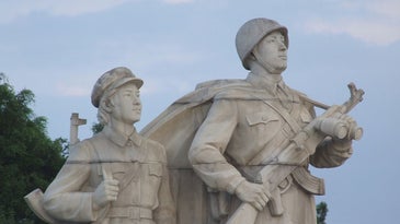 Sculpture at Juche Tower in Pyongyang