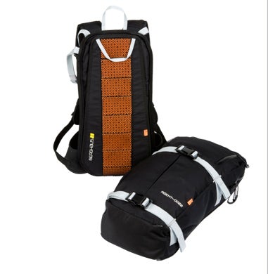 Berghaus's Agent 0022 rucksack features d3o mesh to support the weight of carrying skis.