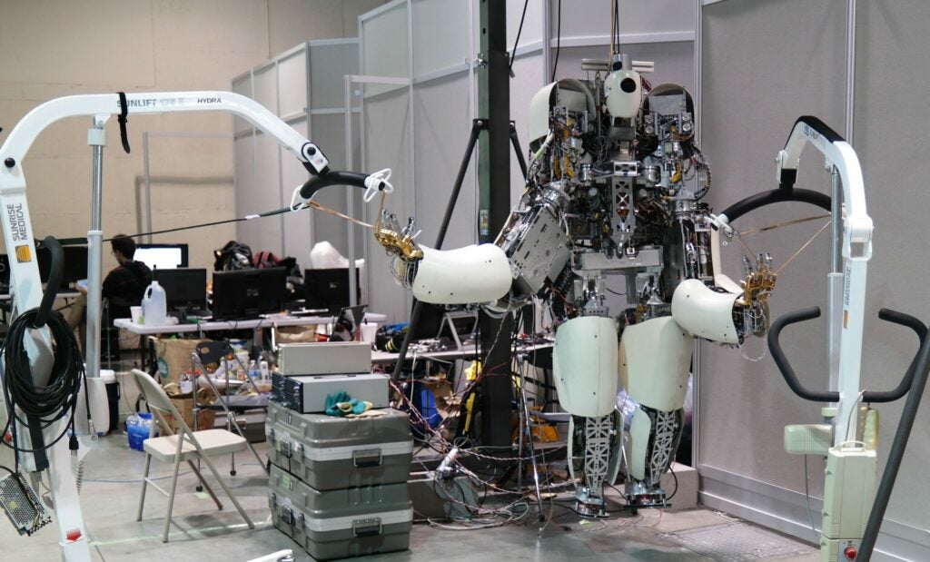 Hydra humanoid robot on display at the DARPA Robotics Challenge