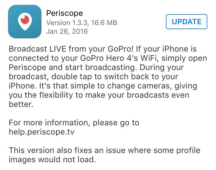 The app update notes confirm it