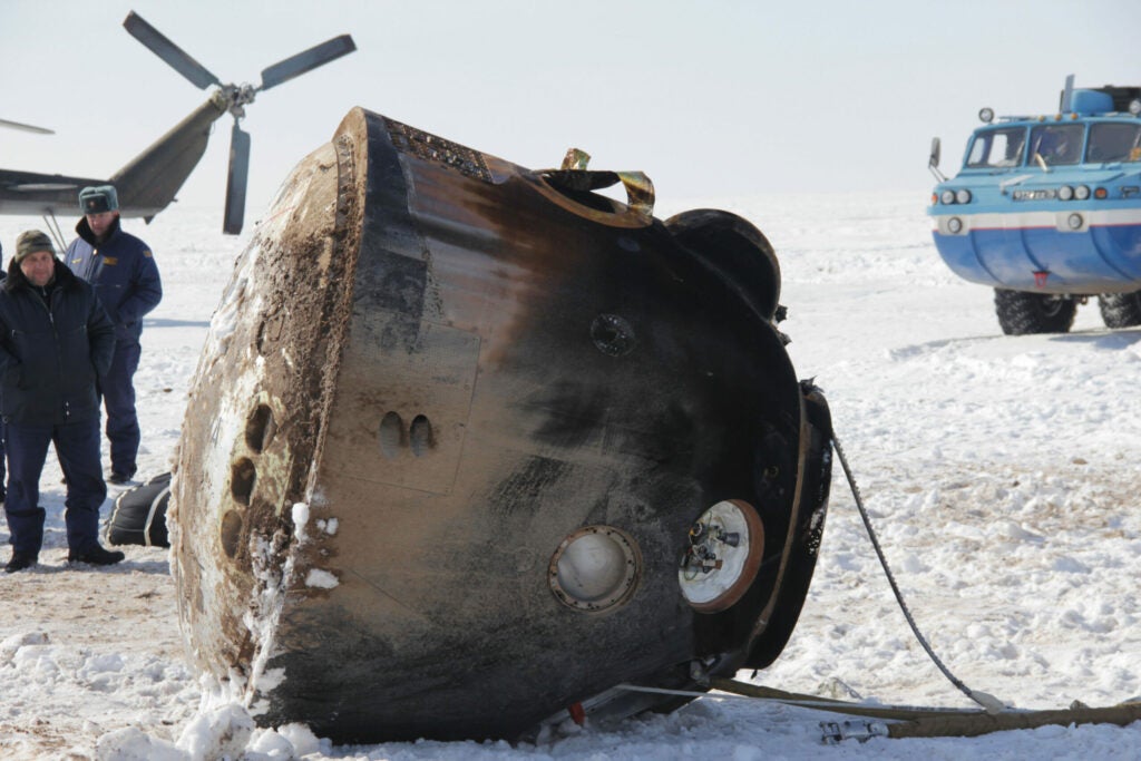 Russian Soyuz capsule on the ground