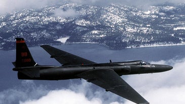 Black U-2 reconnaissance aircraft in flight