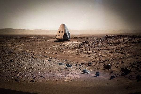 Illustration of SpaceX 'Red Dragon' craft on Mars