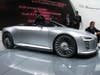 Audi showed the e-Tron again, this time in a lovely 'spyder' edition. The e-Tron is powered by two electric motors -- fueled by a 9.1 kilowatt-hour battery mounted in the front -- and a 300-hp twin-turbo TDI V6 that kicks up 479 pound-feet of torque. The e-Tron weighs in at 3,196 pounds and can run on electric power alone (albeit only at speeds below 37 mph) for up to 31 miles of city driving.