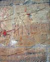 A stone relief from Hatshepsut's temple shows the quarter rudder of an ancient Egyptian Punt ship. Archaeologists and ship designers based their replica ship design on historical images as well as artifacts from the caves at Wadi Gawasis.