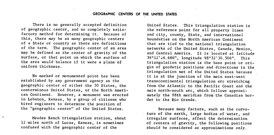 USGS geographical centers disclaimer