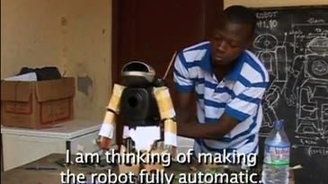 Togolese Student Builds Humanoid Robot From Old TV Parts