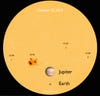 The largest sunspot recorded to date, named AR12192, is 14 times larger than the surface area of our planet, and just about the size of Jupiter. Sunspots are disturbed areas in the solar photosphere that appear dark in photos because they are comparatively cooler than the rest of the star.