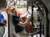 NASA astronaut refilling air supply
