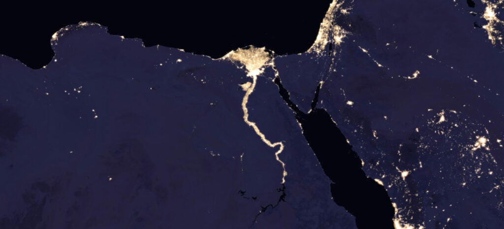 Northeastern Africa along the Nile River in 2016