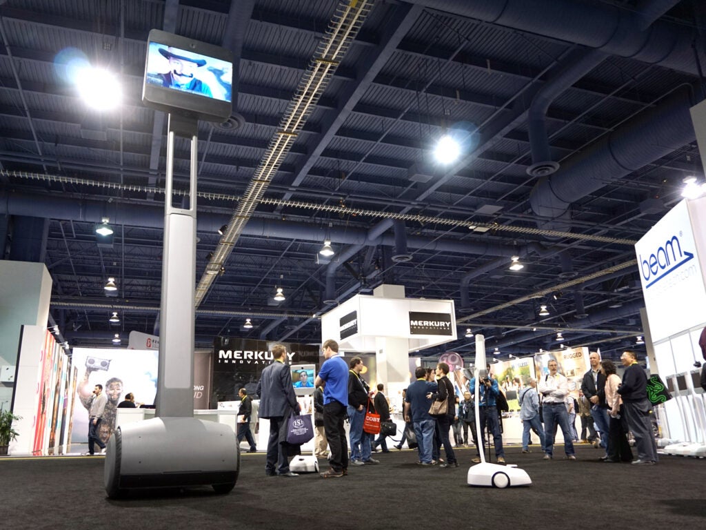 an 18-foot-tall telepresence Beam robot at the 2015 Consumer Electronics Show