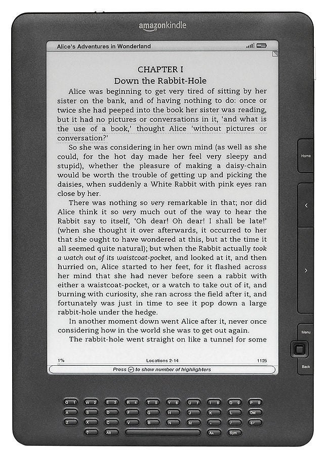 Amazon Kindle DX Interface from 2010