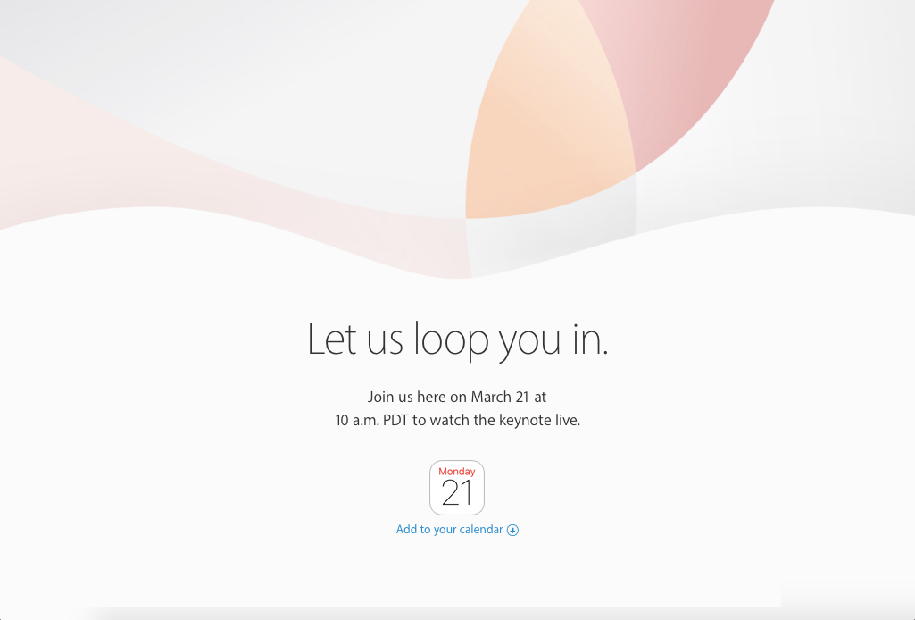 Apple March 2016 event invitation