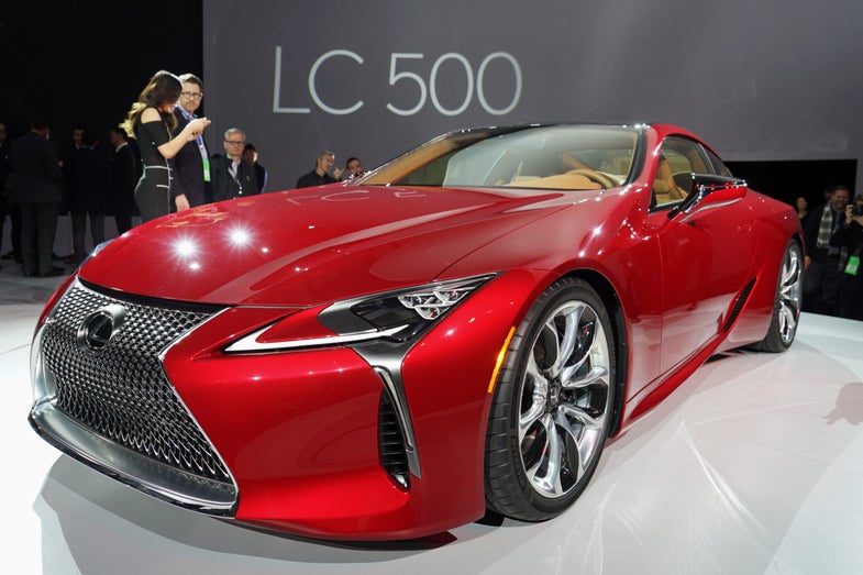 This gorgeous performance coupe provides no less than 467 horsepower from its big, 5-liter V8 engine, and a new ten-speed transmission that Lexus claims will be as fast as the dual-clutch affairs favored by many performance-car manufacturers. Lightweight, high-strength materials and chassis stiffeners will help the car stay flat and steady in the turns, and then power quickly out of them. The car is based on the LF-LC concept car that created considerable buzz in 2012, and it successfully carries over that car’s design and engineering thinking.