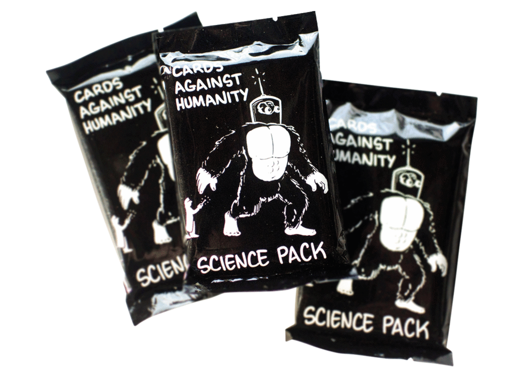<a href="https://store.cardsagainsthumanity.com/">Cards Against Humanity</a> teamed up with science writer Phil Plait and Web comic writer Zach Weinersmith to make the Science Pack. This add-on to the ridiculously popular party game comes with 30 new cards. Each purchase of the new deck supports a scholarship program for women pursuing undergraduate STEM degrees. $10