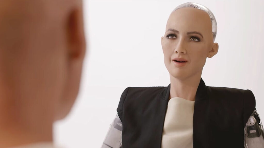 Humanoid robot Sophia at CES 2018