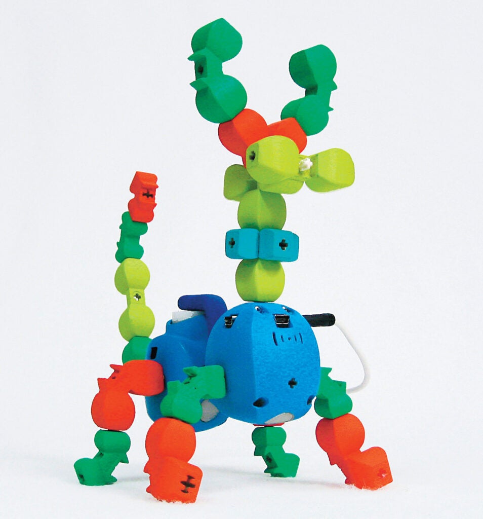 Hayes Ruffle creates materials that can "remember" movements, making them interactive. The Topobo robot is one example. You can, say, twist its legs and it'll start walking.