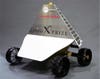 Astrobotic Technology's solar-powered moon rover sports the names of its sponsors on its pyramid-like frame, including Google and Carnegie Mellon University.