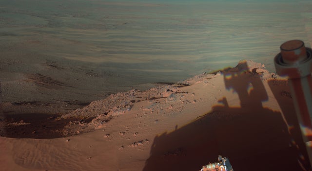 Who knew the Mars Rover Opportunity was such an accomplished photog? Here it snaps a shot at the edge of the huge Endeavour Crater on Mars. Read more <a href="http://www.jpl.nasa.gov/news/news.cfm?release=2012-143">here</a>.