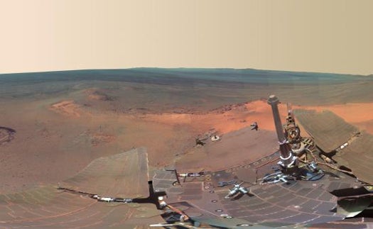 It took 817 images to create a composite panoramic view from NASA's Mars rover, but the results are worth the effort, offering a rare glimpse of the red planet. For more on the image, check out <a href="http://www.popphoto.com/news/2012/07/nasa-releases-panoramic-photo-mars"><em>PopPhoto</em>.</a>