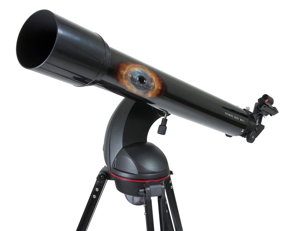 Celestron has made it its business to bring astronomy to the masses. And what do the masses have? That's right, smartphones. The new <a href="https://www.popsci.com/article/gadgets/ces-2014-smartphone-controlled-telescope-amateur-stargazers/?dom=PSC&loc=recent&lnk=1&con=ces-2014-a-smartphonecontrolled-telescope-for-amateur-stargazers">Cosmos 90GT</a> telescope is the first that's controllable by an app over WiFi. Once paired, the system guides stargazers through the cosmos as directions flow from the app to the motorized scope base.