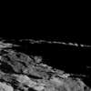 Near Ceres' south pole, the sun casts long shadows