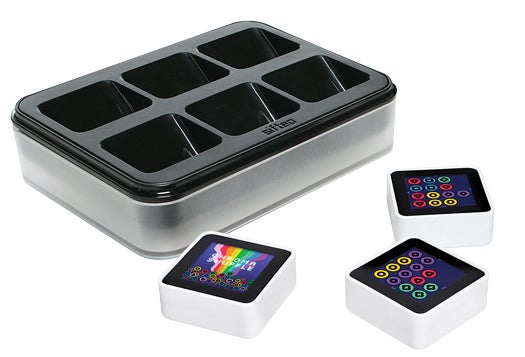 With their 1.5-inch LCDs, Sifteo cubes can toggle among dozens of downloadable games. Motion and proximity sensors allow the blocks to interact, making them perfect for tile-based games such as jumbles and dominoes. Sifteo Cubes; $150; <a href="http://sifteo.com">sifteo.com</a>